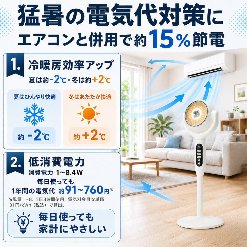 Aaoyun D1 コードレススタンドサーキュレーター｜3段階高さ調整・最長43時間・30畳対応・3D自動首振り