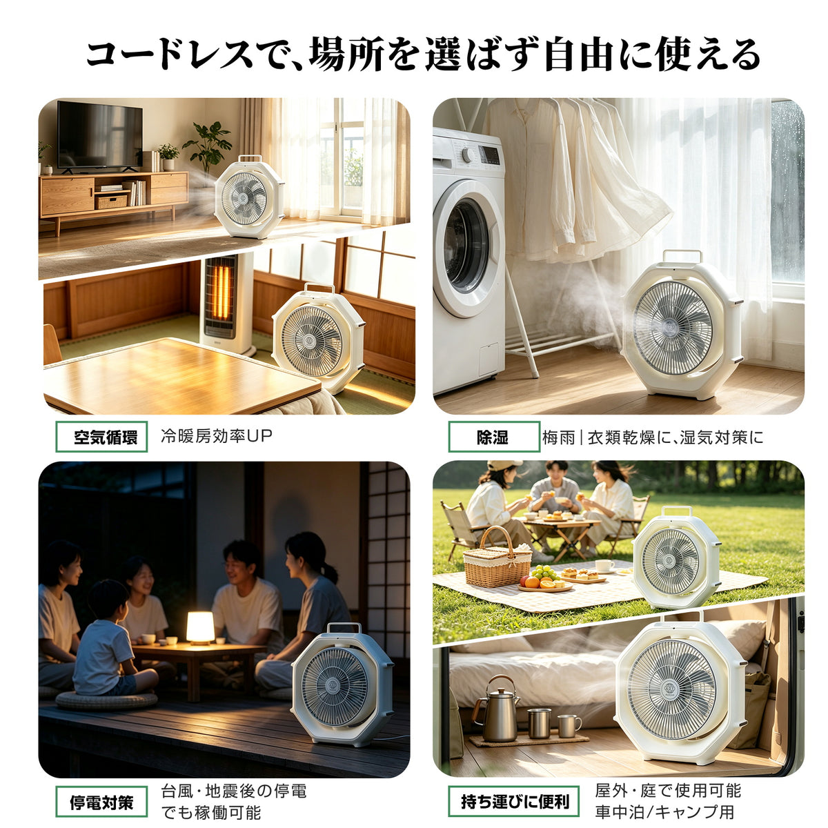 Aaoyun D8 コードレスサーキュレーター｜床置き型・12000mAh・最長25時間・35畳対応