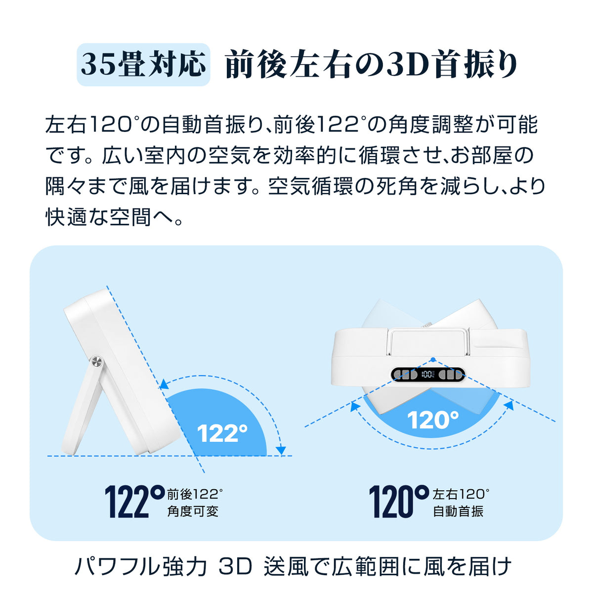 Aaoyun D7 ボックス型コードレスサーキュレーター｜床置き・最長25時間・35畳対応・組立不要