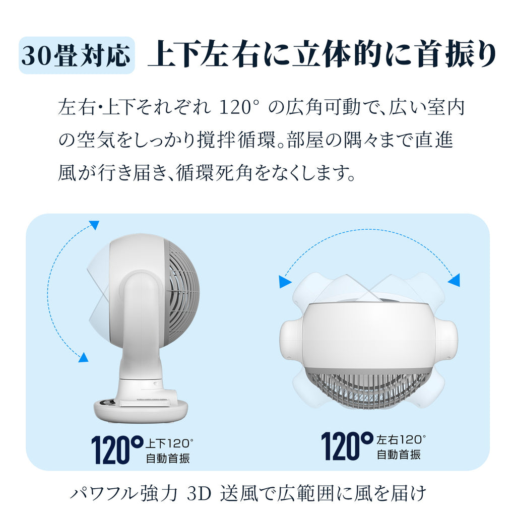 Aaoyun D4 コードレスサーキュレーター｜卓上型・12000mAh・30畳対応・3D自動首振り