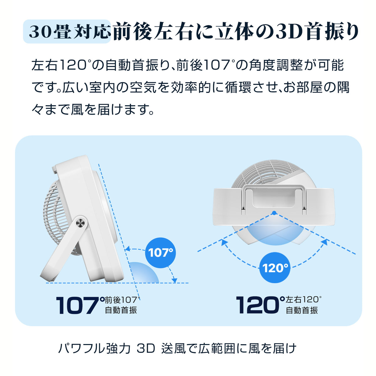 Aaoyun D2 コードレス卓上サーキュレーター｜最長43時間・30畳対応・20dB静音・LEDライト搭載