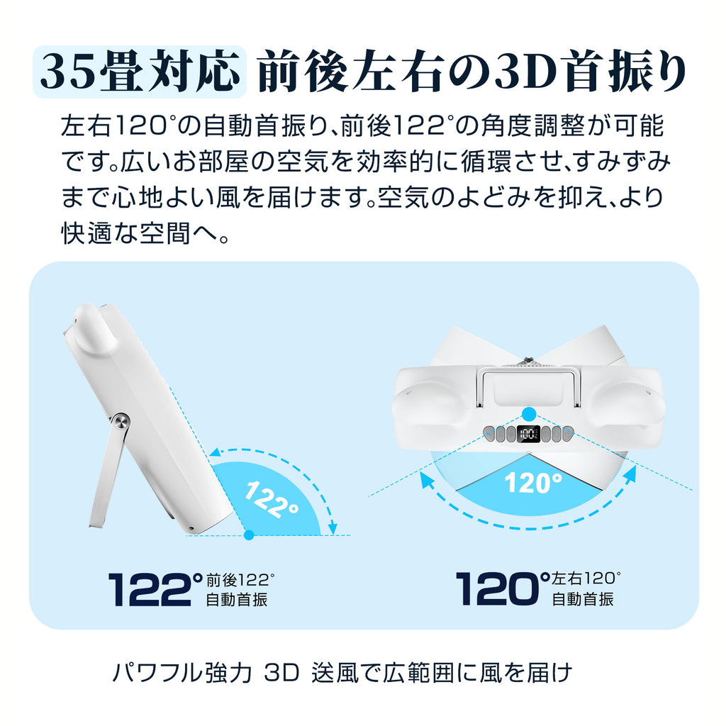 Aaoyun D5 コードレス床置きサーキュレーター｜省エネ・最長25時間・35畳対応・持ち運び簡単