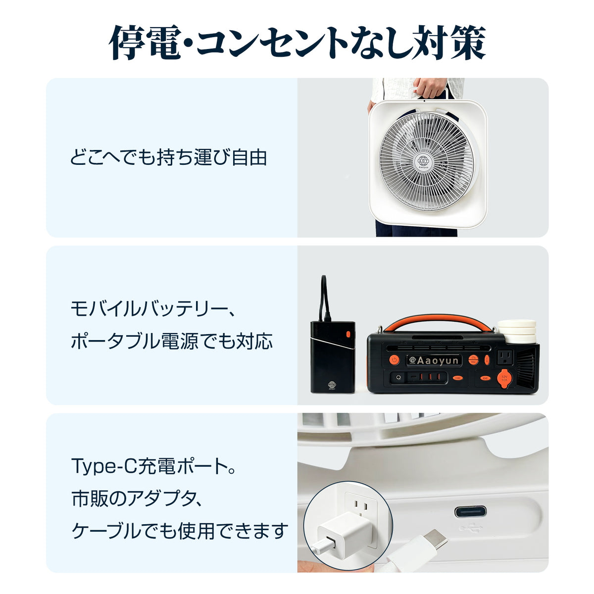 Aaoyun D7 ボックス型コードレスサーキュレーター｜床置き・最長25時間・35畳対応・組立不要